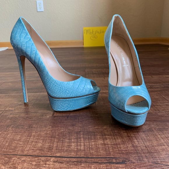 Casadei snake print peeptoe stiletto platform heel - Picture 8 of 14